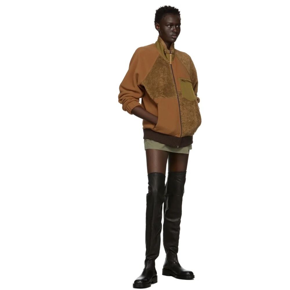 NWT Helmut Lang Patchwork Fleece in Walnut/Caramel size XS